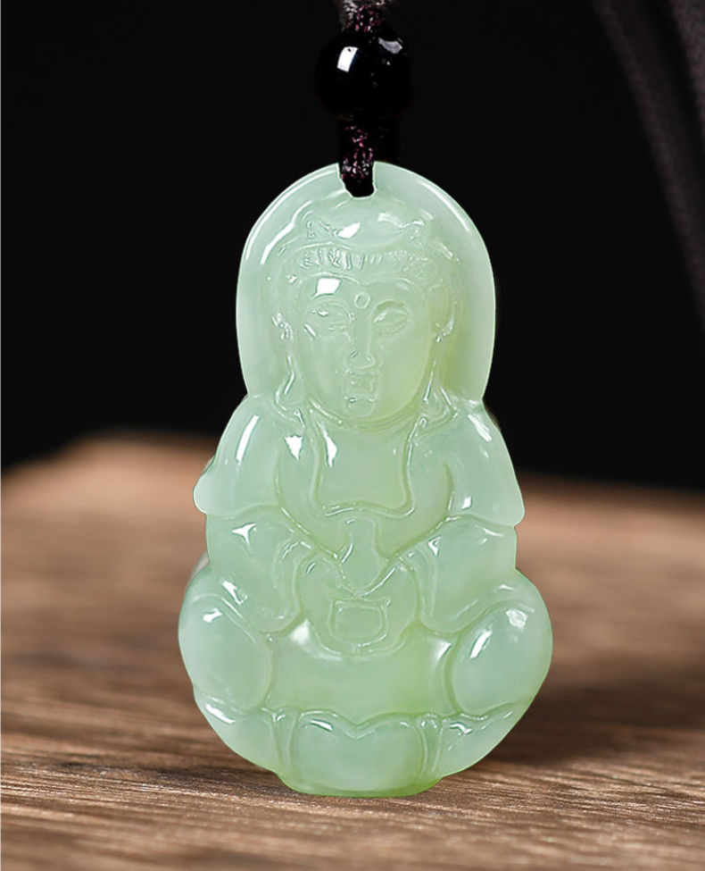 Natural Jade Maitreya Buddha Pendant, Guanyin Necklace, Couple's Love Token, Smiling Buddha Accessory