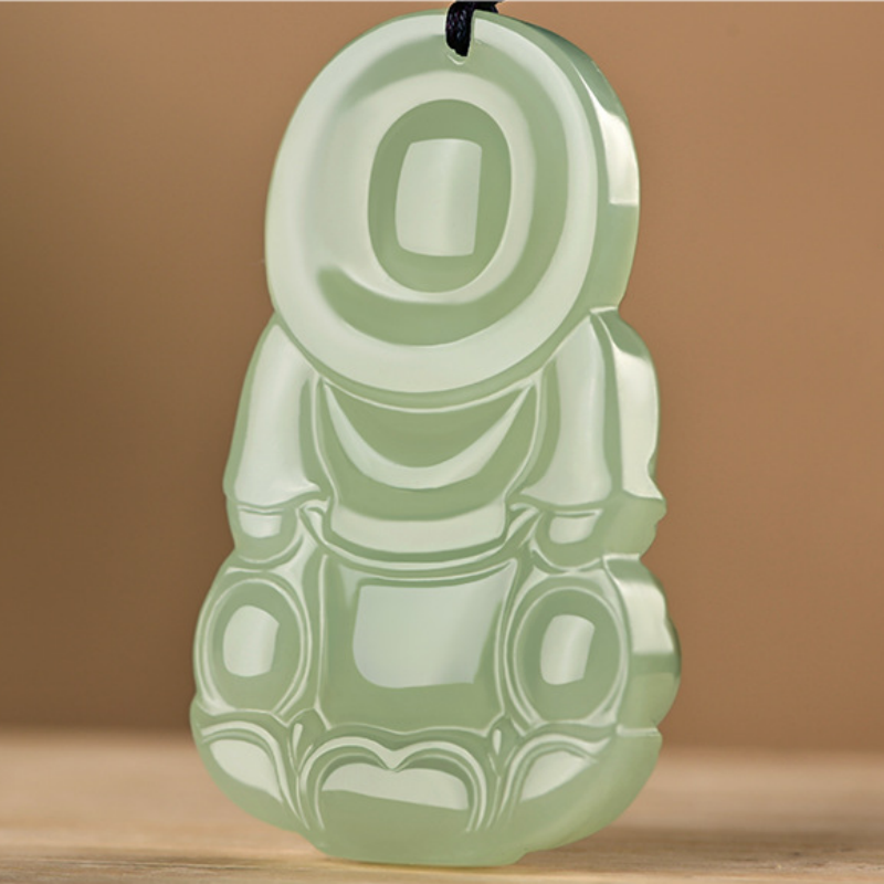 Natural Jade Maitreya Buddha Pendant, Guanyin Necklace, Couple's Love Token, Smiling Buddha Accessory