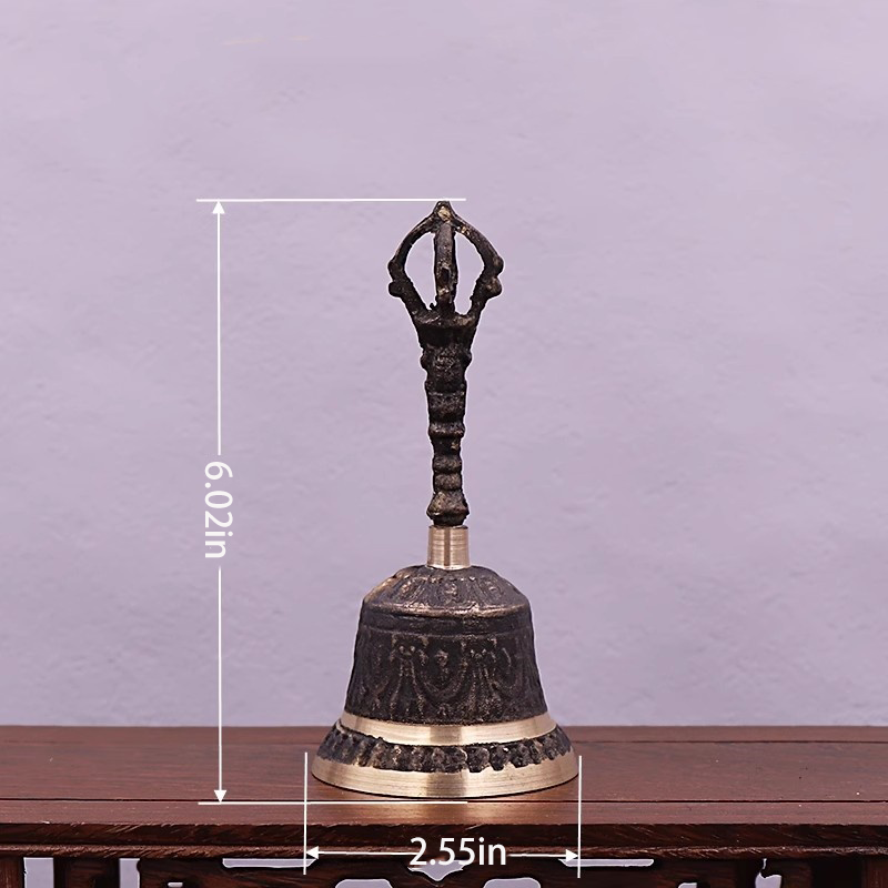 Pure Brass Three Pure Ones Hand-held Bell, Feng Shui Brass Bell.