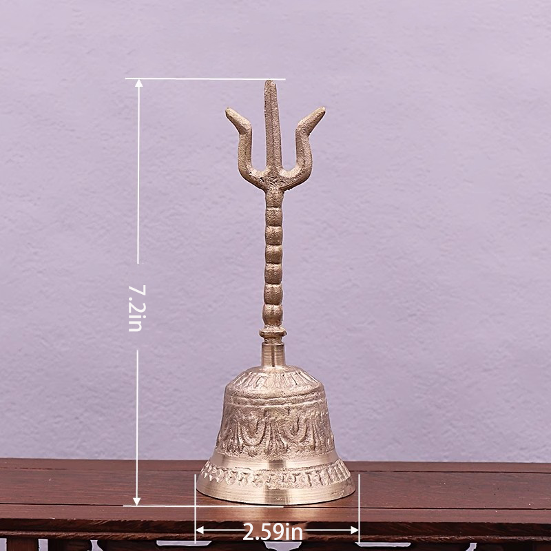 Pure Brass Three Pure Ones Hand-held Bell, Feng Shui Brass Bell.