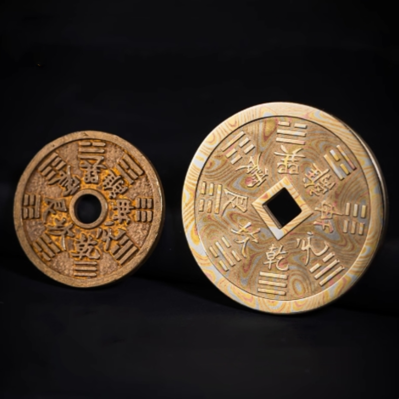 Shan Gui Coin Peace Pendant Accessory, Bagua Copper Coin, Taoist Copper Coin for Safety and Protection.