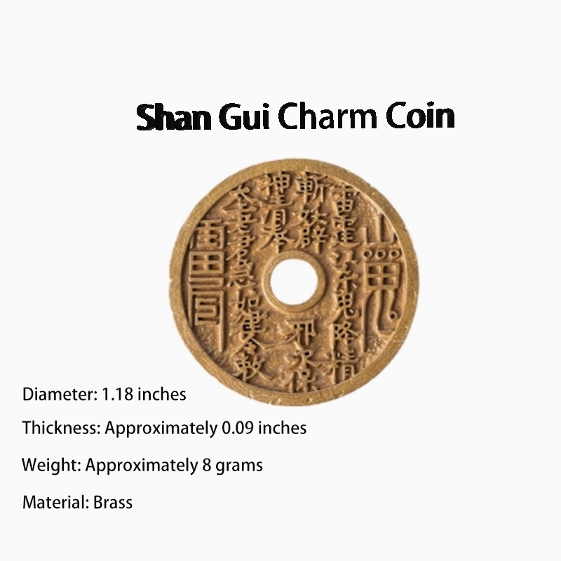 Shan Gui Coin Peace Pendant Accessory, Bagua Copper Coin, Taoist Copper Coin for Safety and Protection.