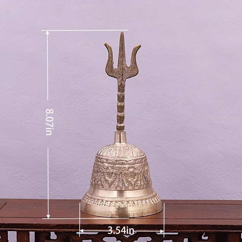 Pure Brass Three Pure Ones Hand-held Bell, Feng Shui Brass Bell.