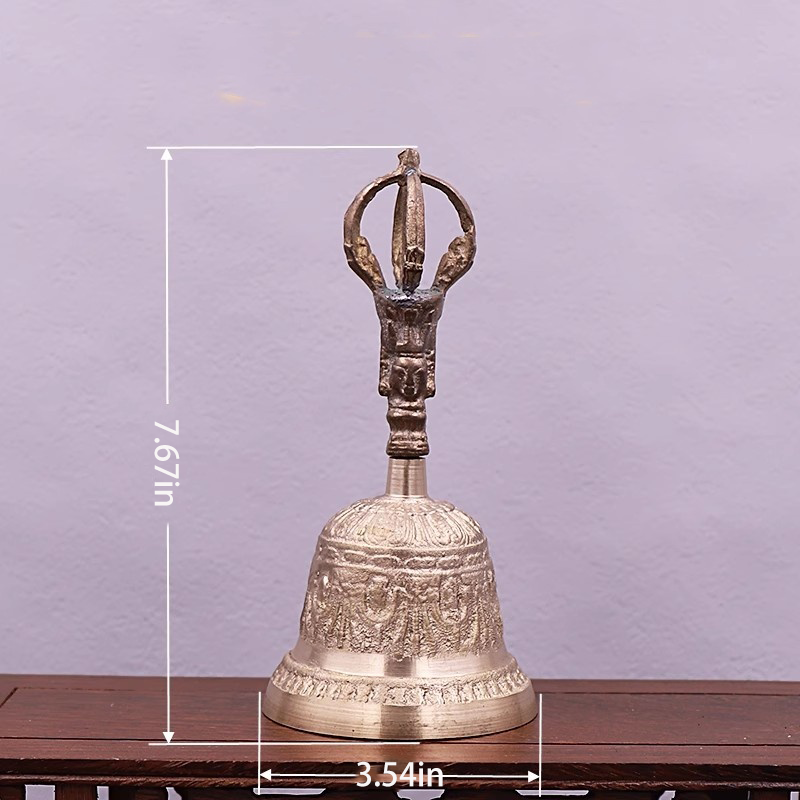 Pure Brass Three Pure Ones Hand-held Bell, Feng Shui Brass Bell.