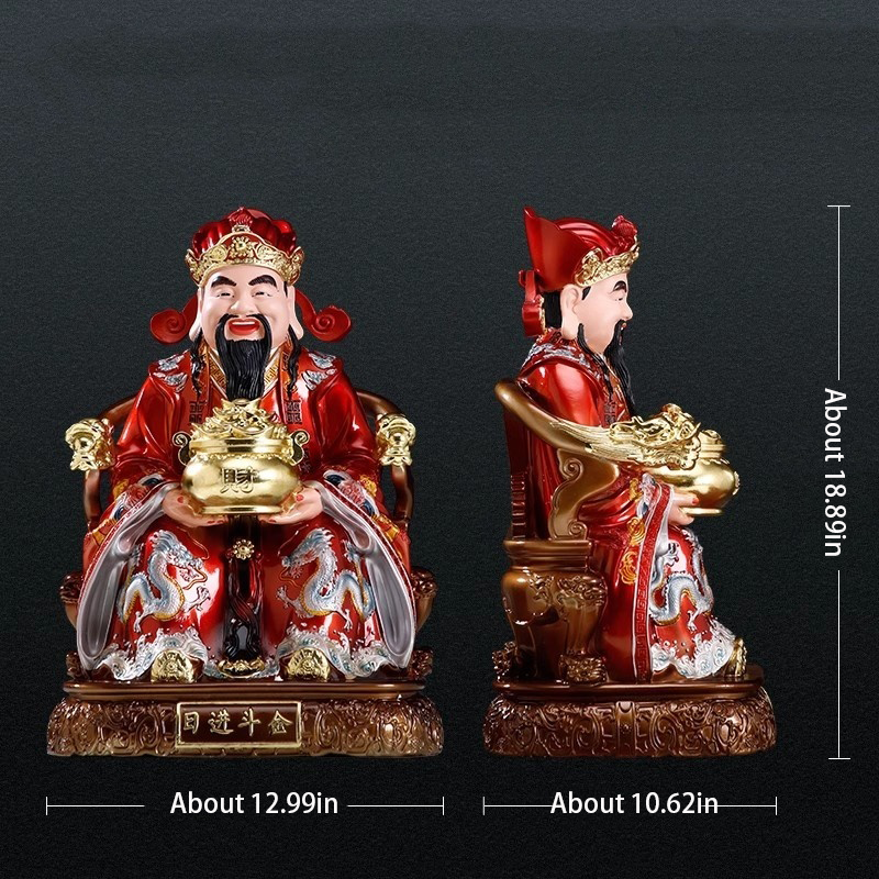 A household Buddhist statue of the God of Wealth for worship to attract wealth