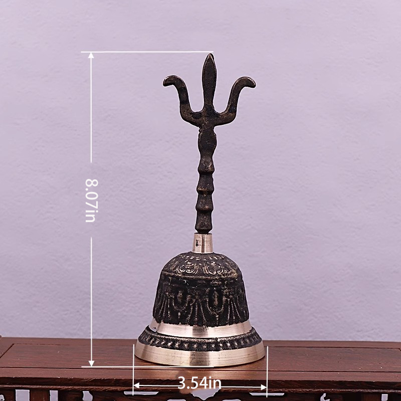 Pure Brass Three Pure Ones Hand-held Bell, Feng Shui Brass Bell.