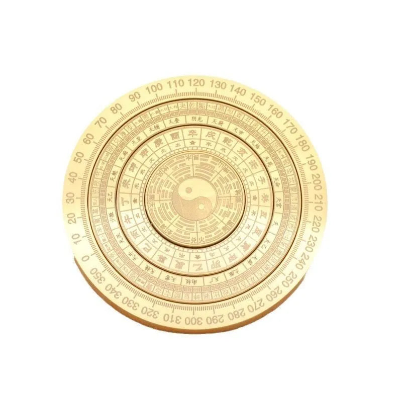 Solid brass compass fingertip spinner with a small compass and an eight-trigram plate