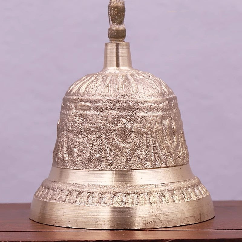 Pure Brass Three Pure Ones Hand-held Bell, Feng Shui Brass Bell.