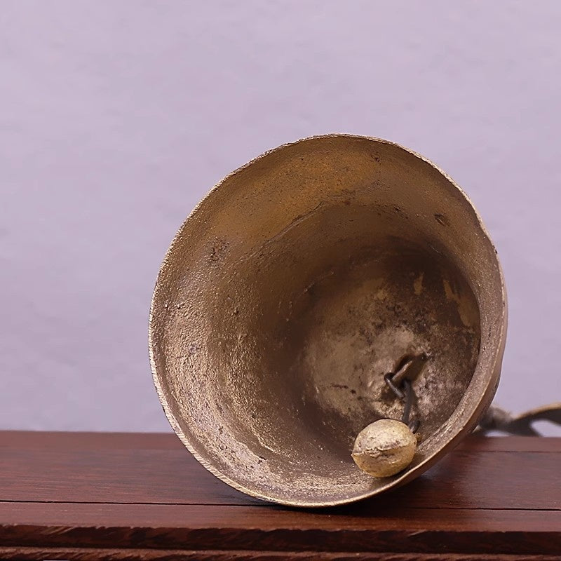 Pure Brass Three Pure Ones Hand-held Bell, Feng Shui Brass Bell.