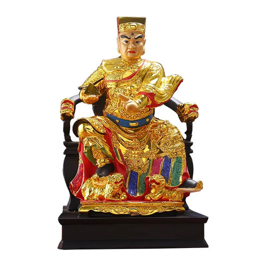 The statue of Wuxian Hua Guang Da Di, a household resin decor for the living room, depicting Ling Guan Ma Yuan Shuai, Ma Tian Jun, a Buddhist deity