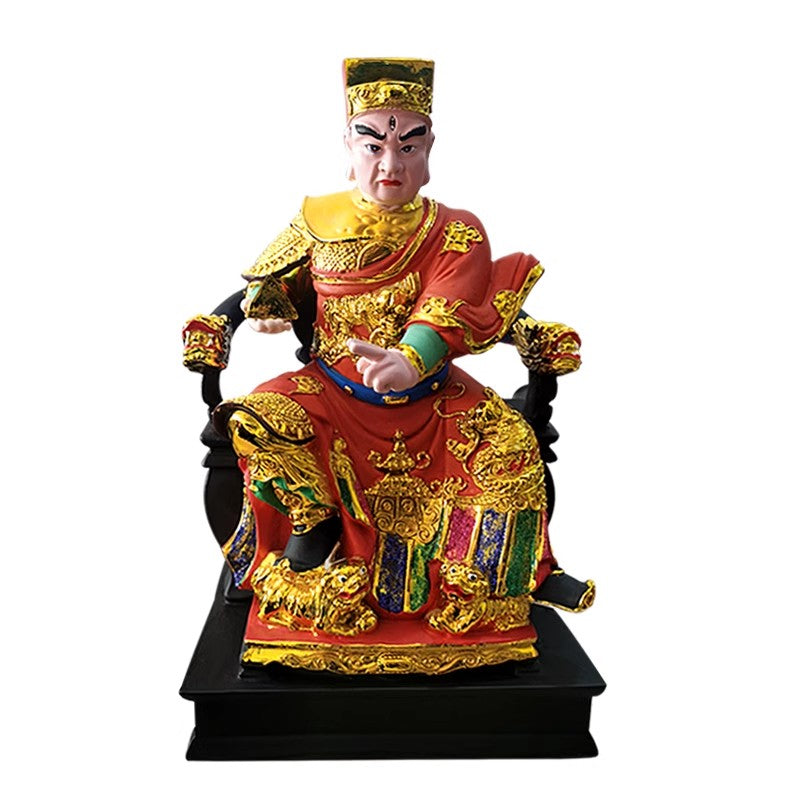 The statue of Wuxian Hua Guang Da Di, a household resin decor for the living room, depicting Ling Guan Ma Yuan Shuai, Ma Tian Jun, a Buddhist deity