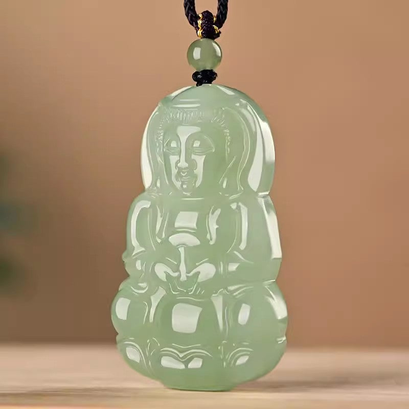 Natural Jade Maitreya Buddha Pendant, Guanyin Necklace, Couple's Love Token, Smiling Buddha Accessory