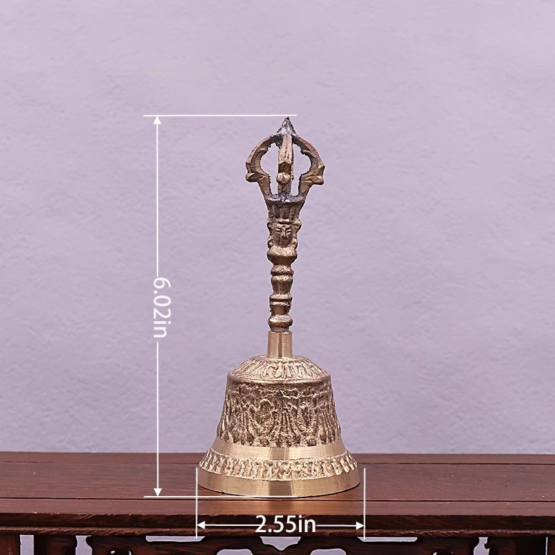 Pure Brass Three Pure Ones Hand-held Bell, Feng Shui Brass Bell.